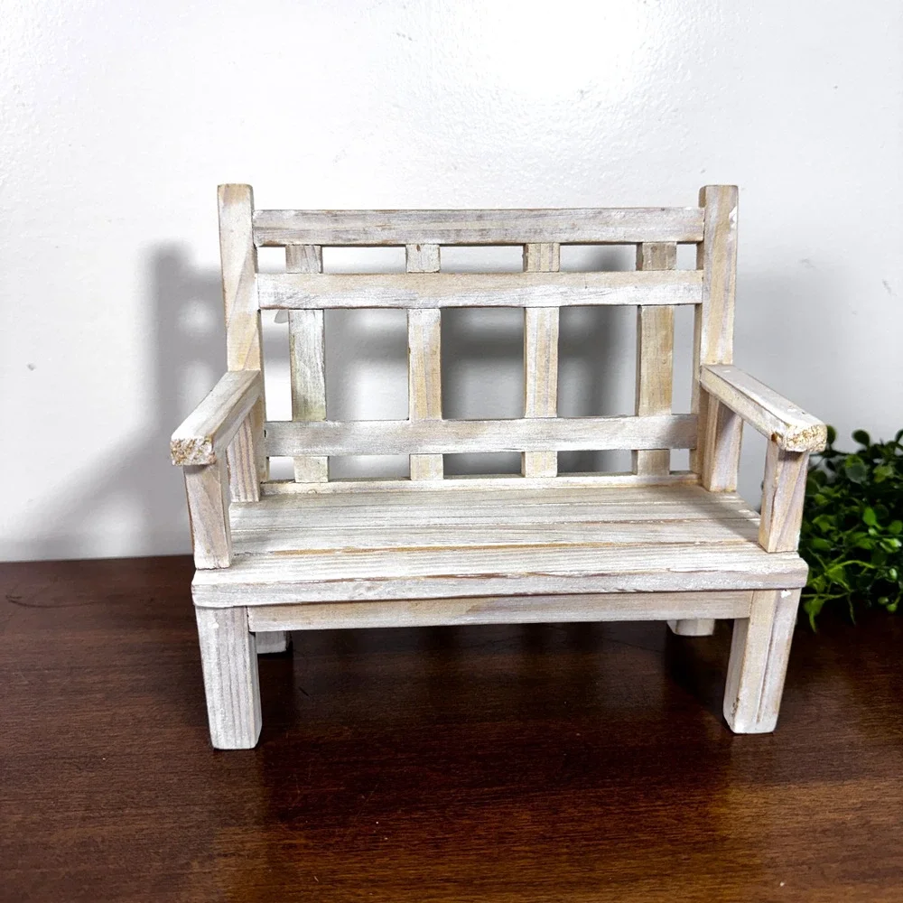 Dollhouse Garden Bench Large Classic Style Wood Furniture Photo Frame Inserts